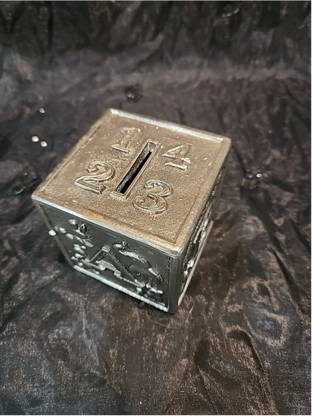 LEONARD'S ITALY SILVER PLATE BABY ABC LETTER BLOCK PIGGY COIN BANK Numbers, MCM